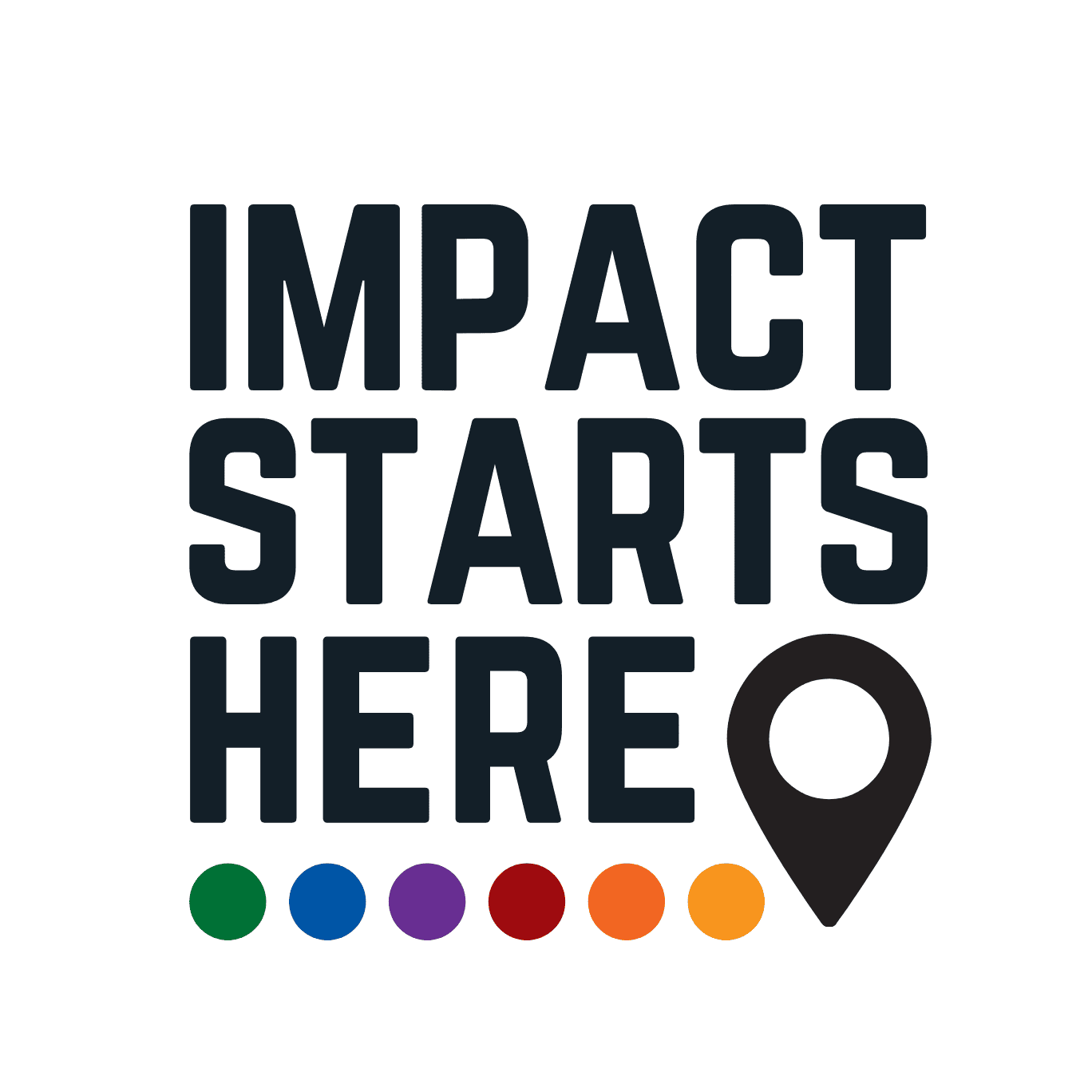 Impact starts here logo with colorful dots and location pin icon, representing UVU Review's focus on impactful university journalism and student reporting.