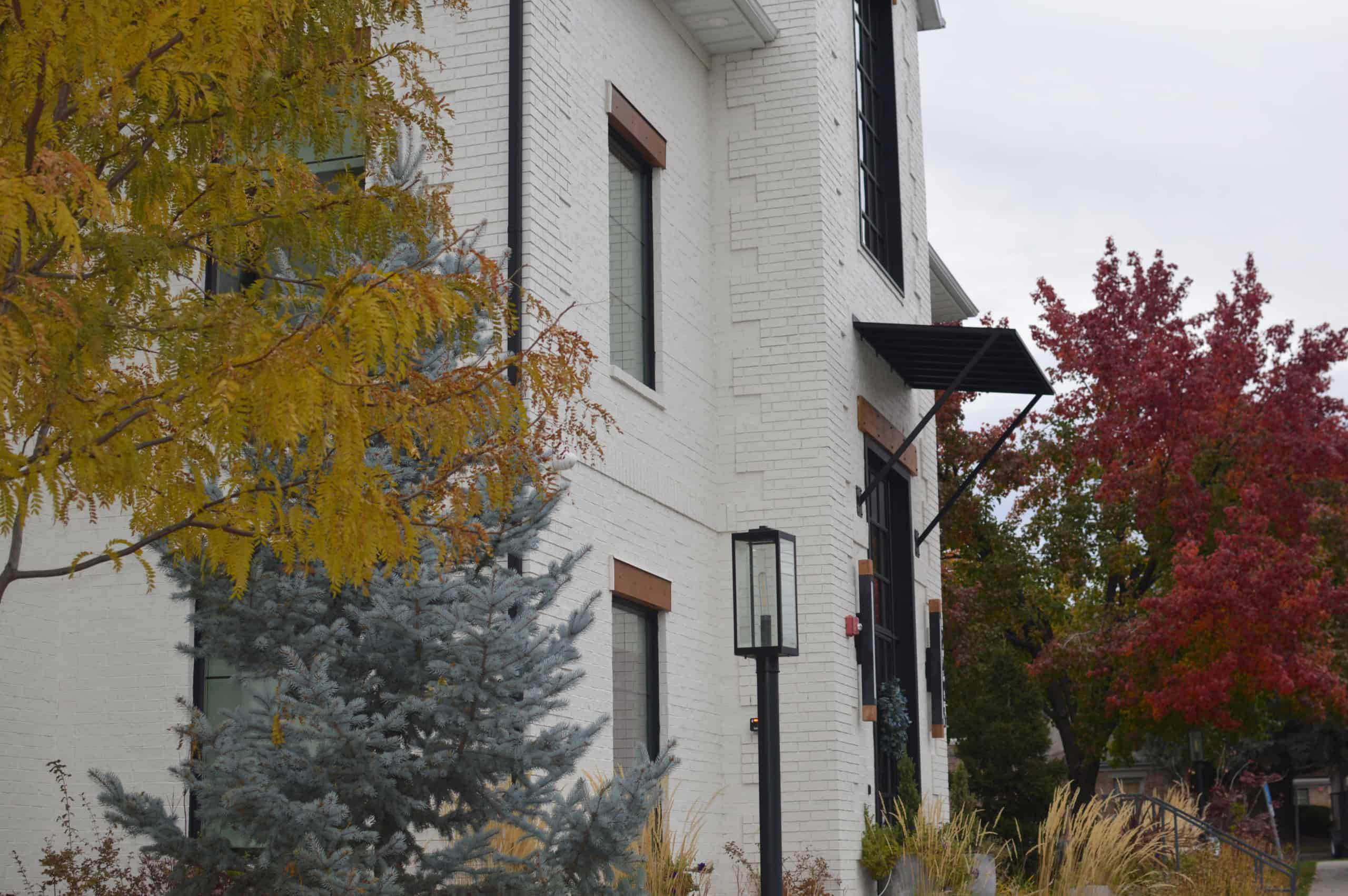 White brick building